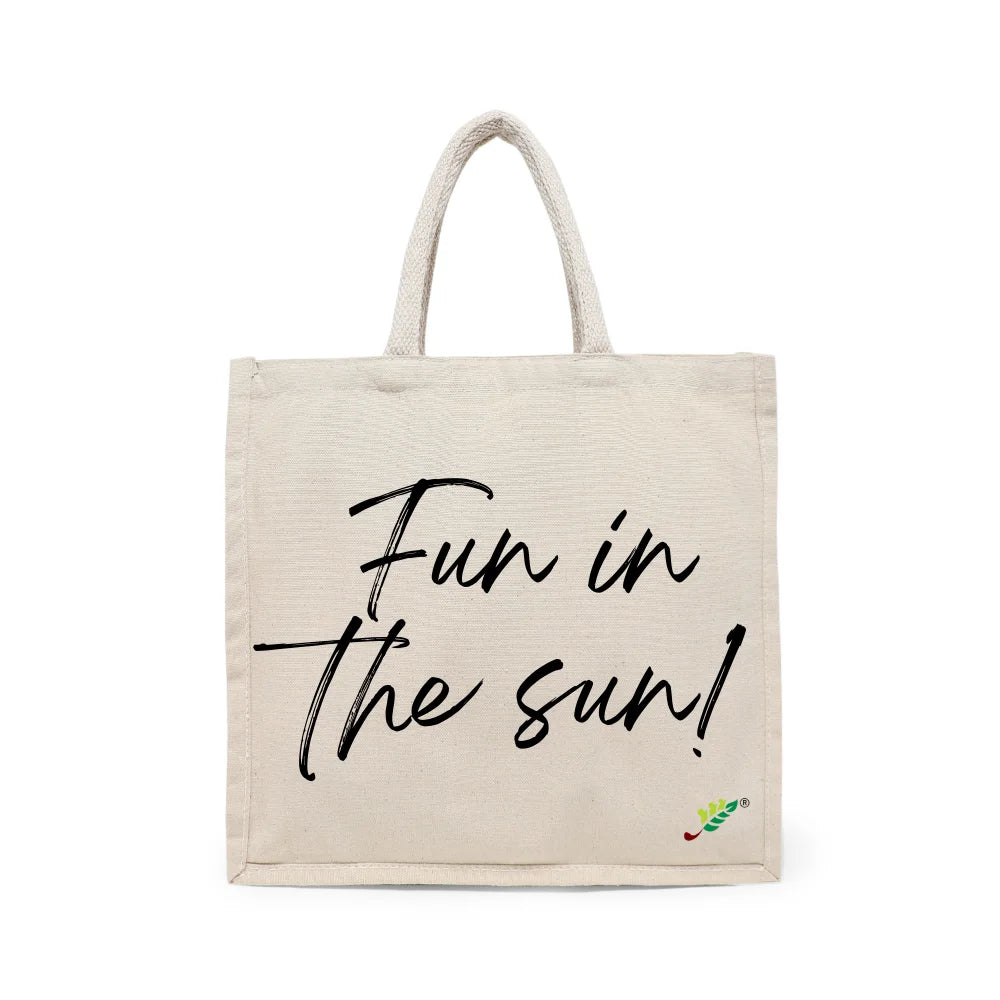 BYFT - Printed Carry-All Cotton Canvas Tote Bag - Fun In The Sun