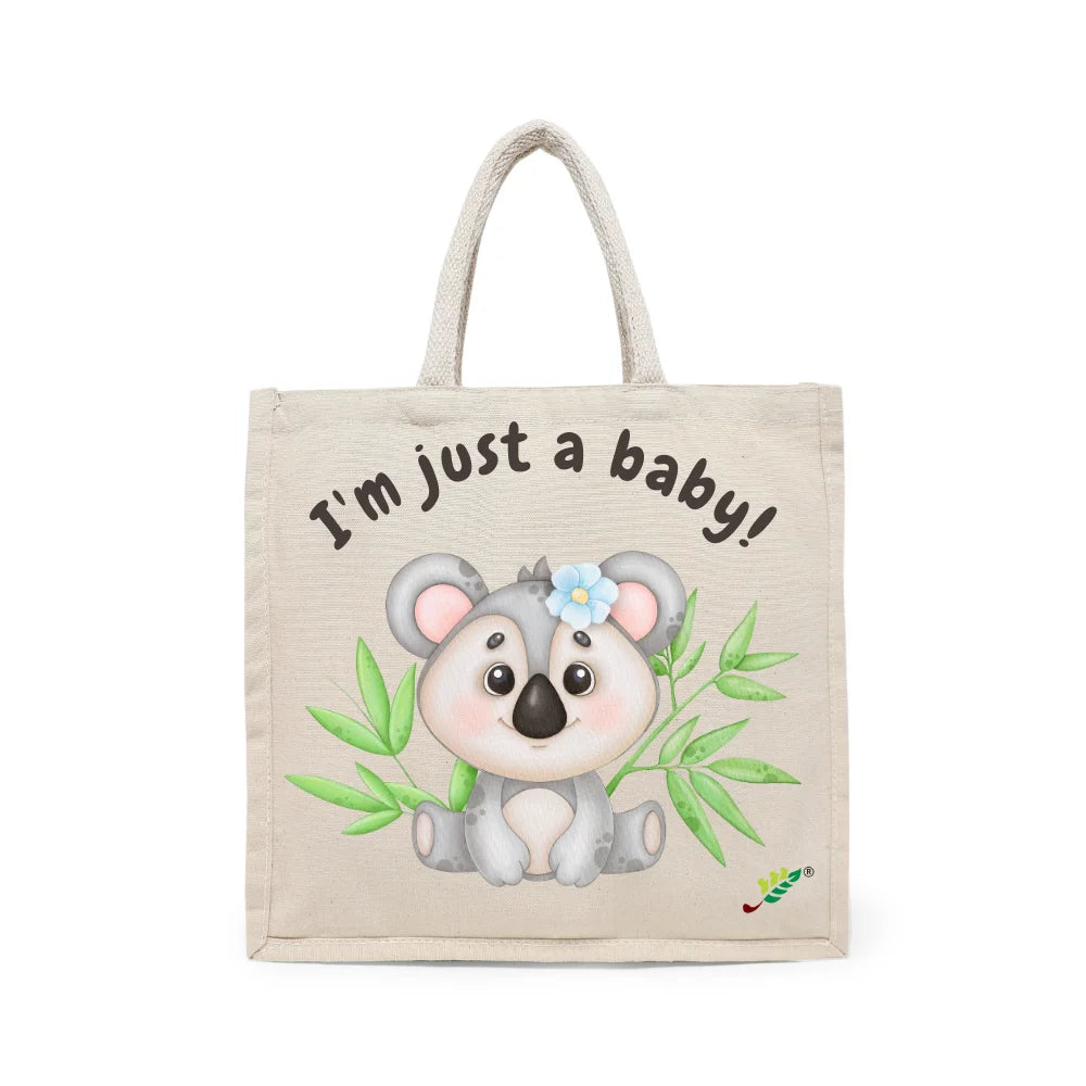 BYFT - Printed Carry-All Cotton Canvas Tote Bag - I'm Just A Baby Koala