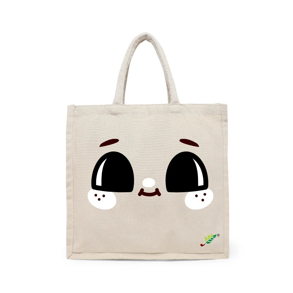 BYFT - Printed Carry-All Cotton Canvas Tote Bag - Cute Wide-Eyed
