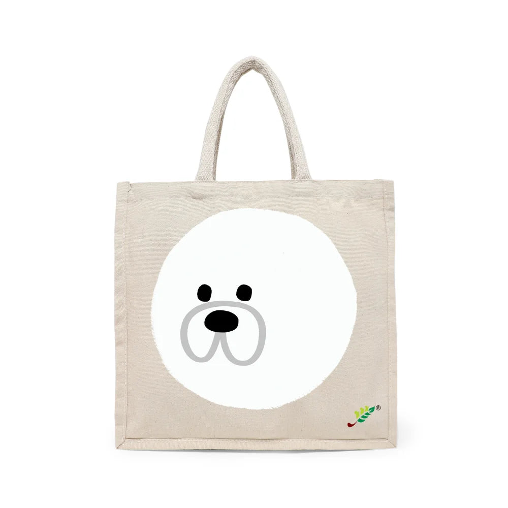 BYFT - Printed Carry-All Cotton Canvas Tote Bag - Mochi Dog