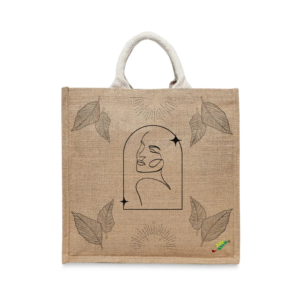 BYFT - Printed Jute Carry-All Tote Bag With Gusset - Quiet Muse