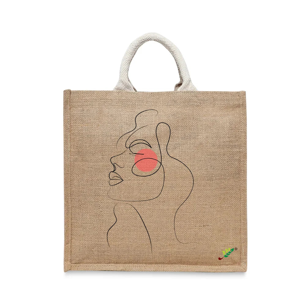 BYFT - Printed Jute Carry-All Tote Bag With Gusset - Blush Muse
