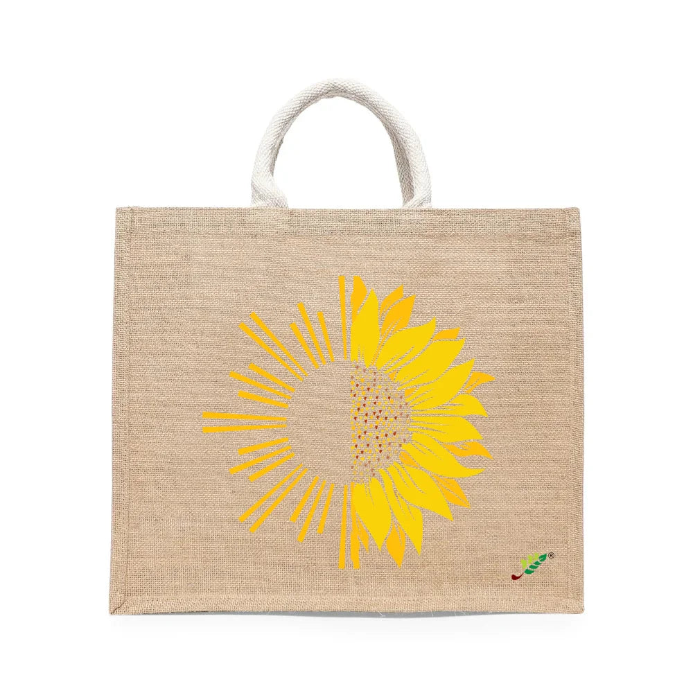 BYFT - You Are My Sunflower Printed Laminated Jute Bag With Gusset - Brown - 43 cm