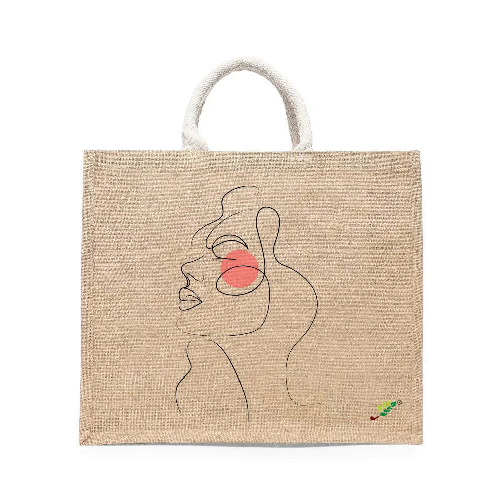 BYFT - Blush Muse Printed Laminated Jute Bag With Gusset - Brown - 43 cm