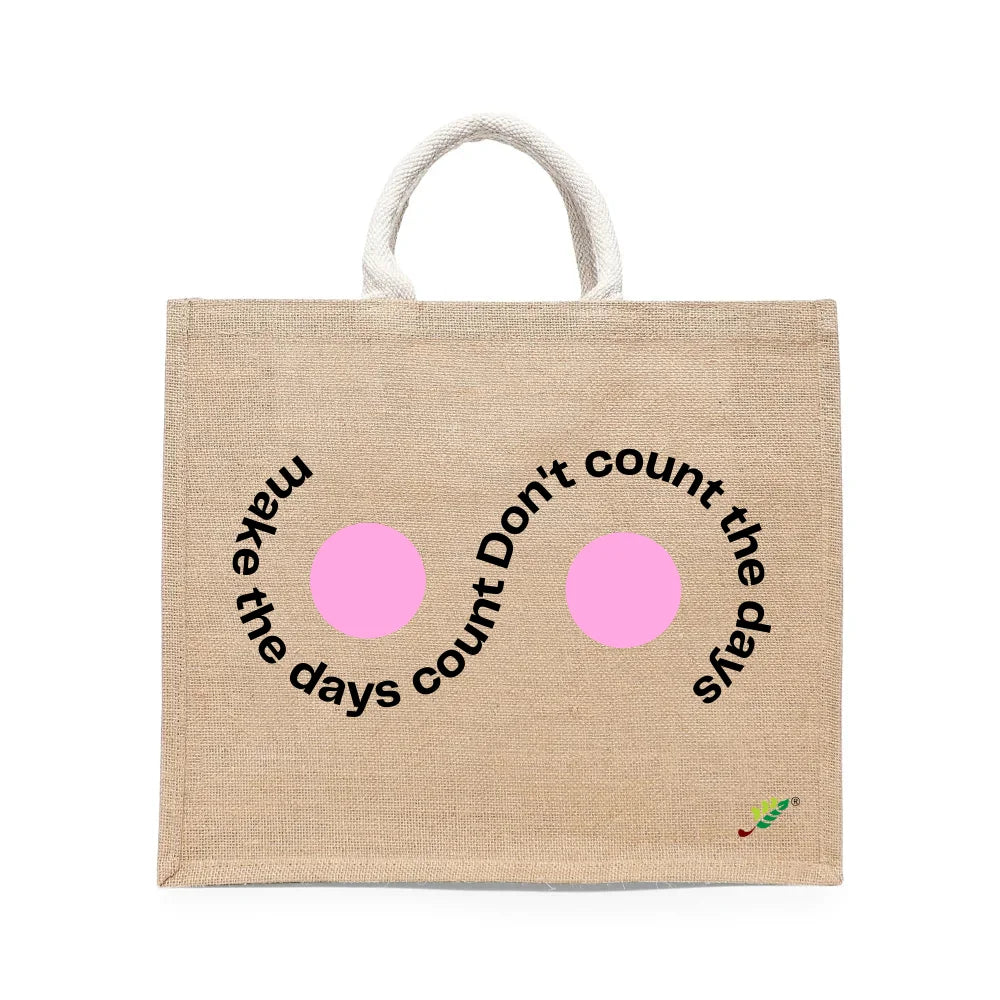 BYFT - Make The Days Count, Don't Count The Days Printed Laminated Jute Bag With Gusset - Brown - 43 cm