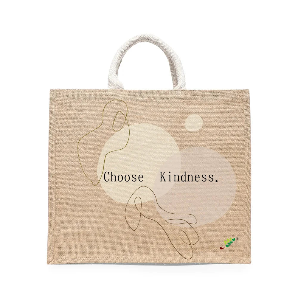 BYFT - Choose Kindness Printed Laminated Jute Bag With Gusset - Brown - 43 cm