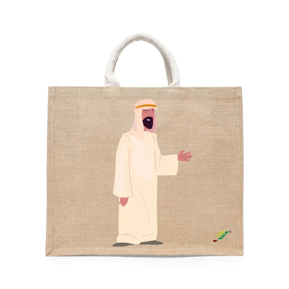 BYFT - Urban Nomad Printed Laminated Jute Bag With Gusset - Brown - 43 cm
