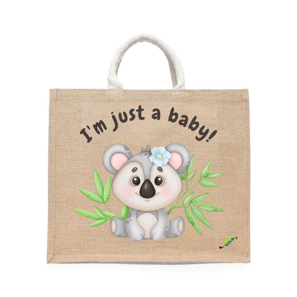BYFT - I'M Just A Baby Koala Printed Laminated Jute Bag With Gusset - Brown