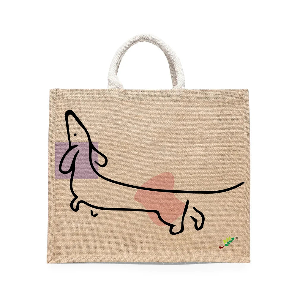 BYFT - The Stretch Sketch Printed Laminated Jute Bag With Gusset - Brown