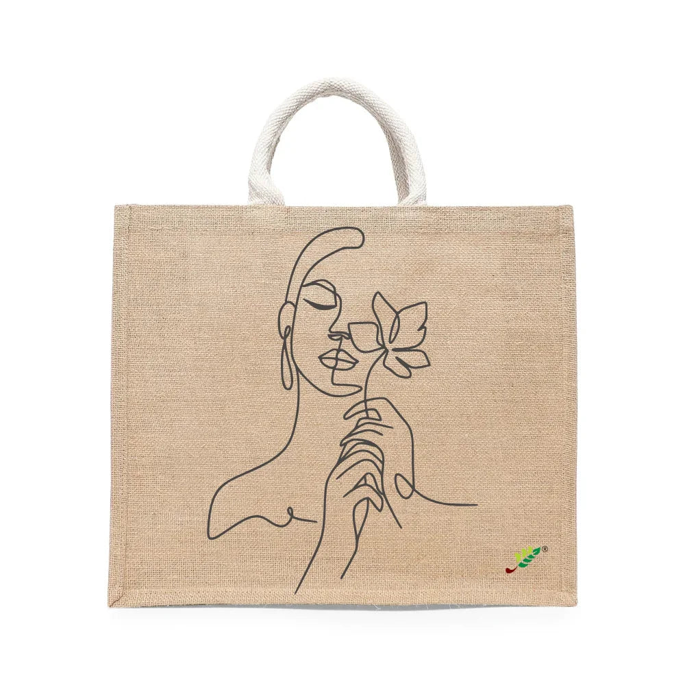 BYFT - Blossom Muse Printed Laminated Jute Bag With Gusset - Brown
