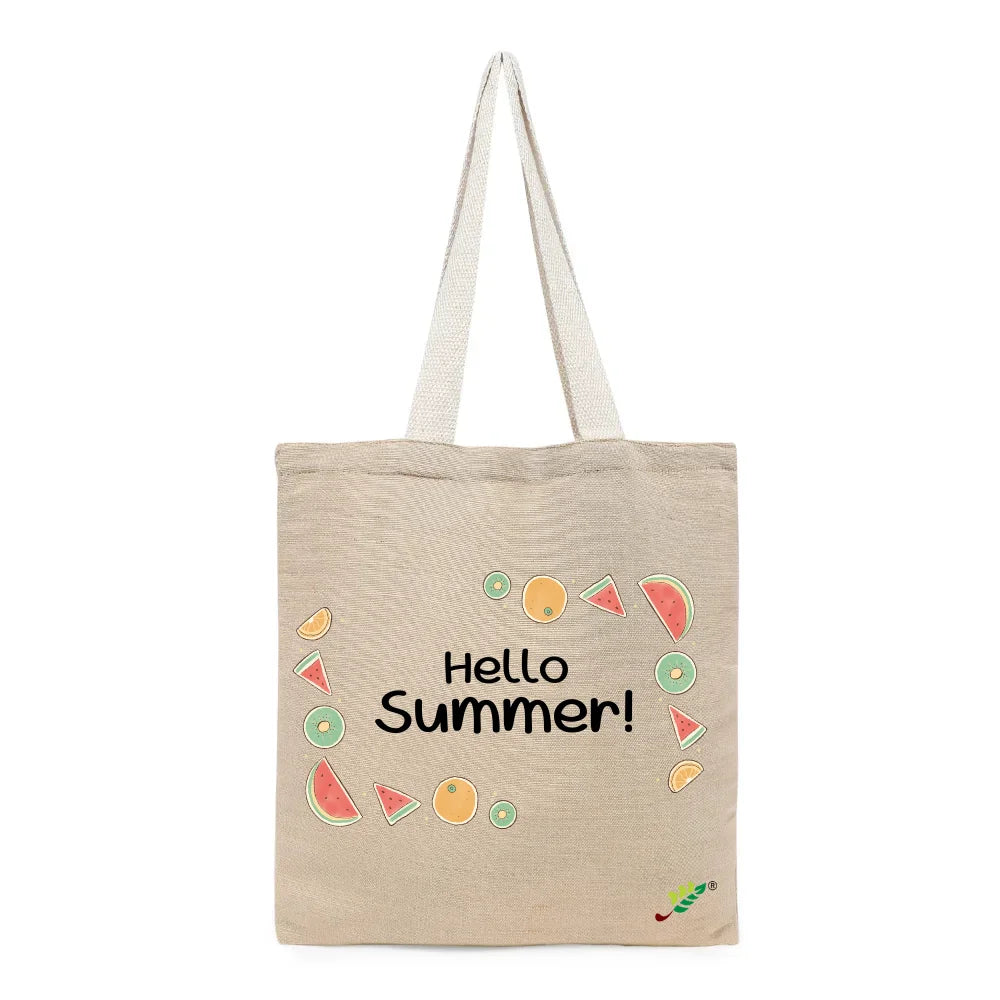 BYFT - Hello Summer Printed Unlaminated Juco Bag - Brown - 40 cm