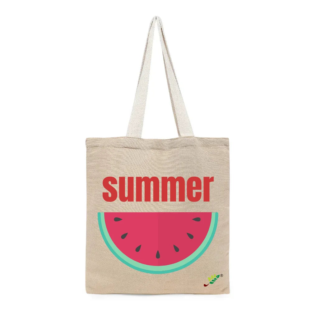 BYFT - Printed Unlaminated Juco Tote Bag - Summer Watermelon