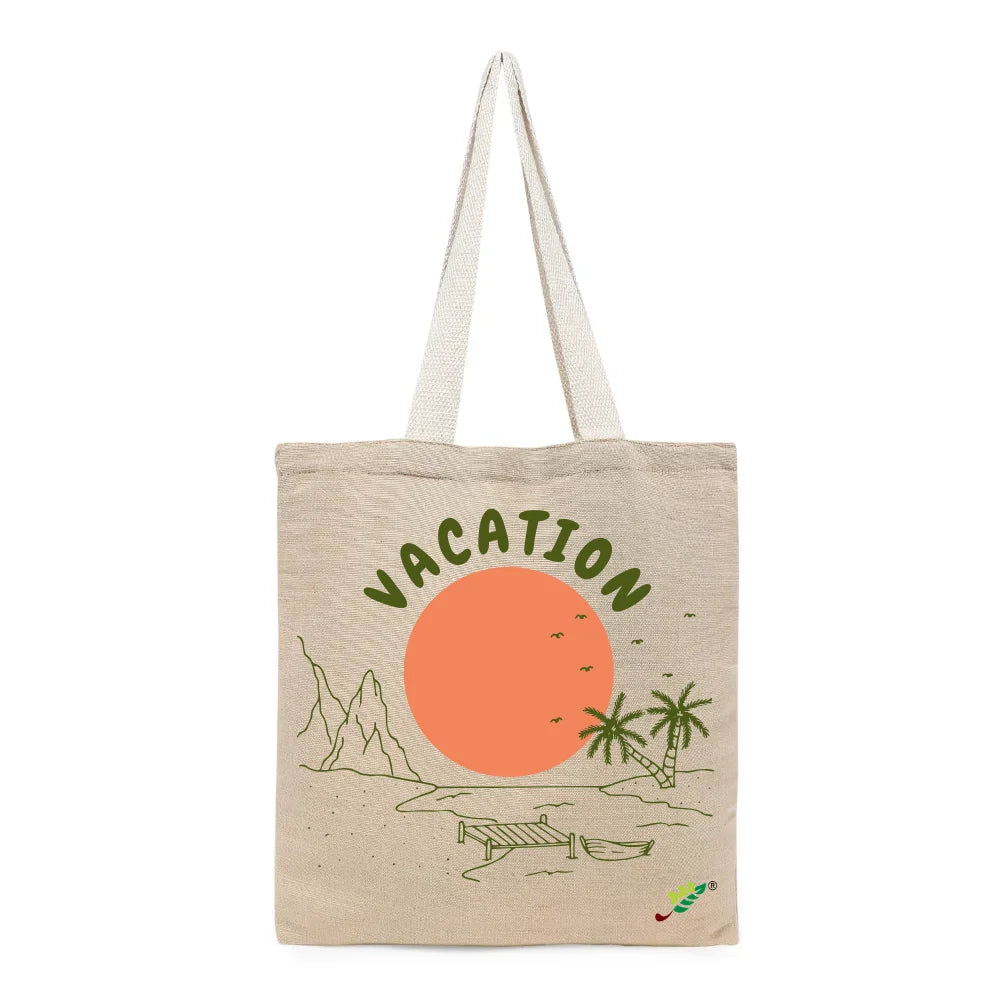 BYFT - Printed Unlaminated Juco Tote Bag - Vacation