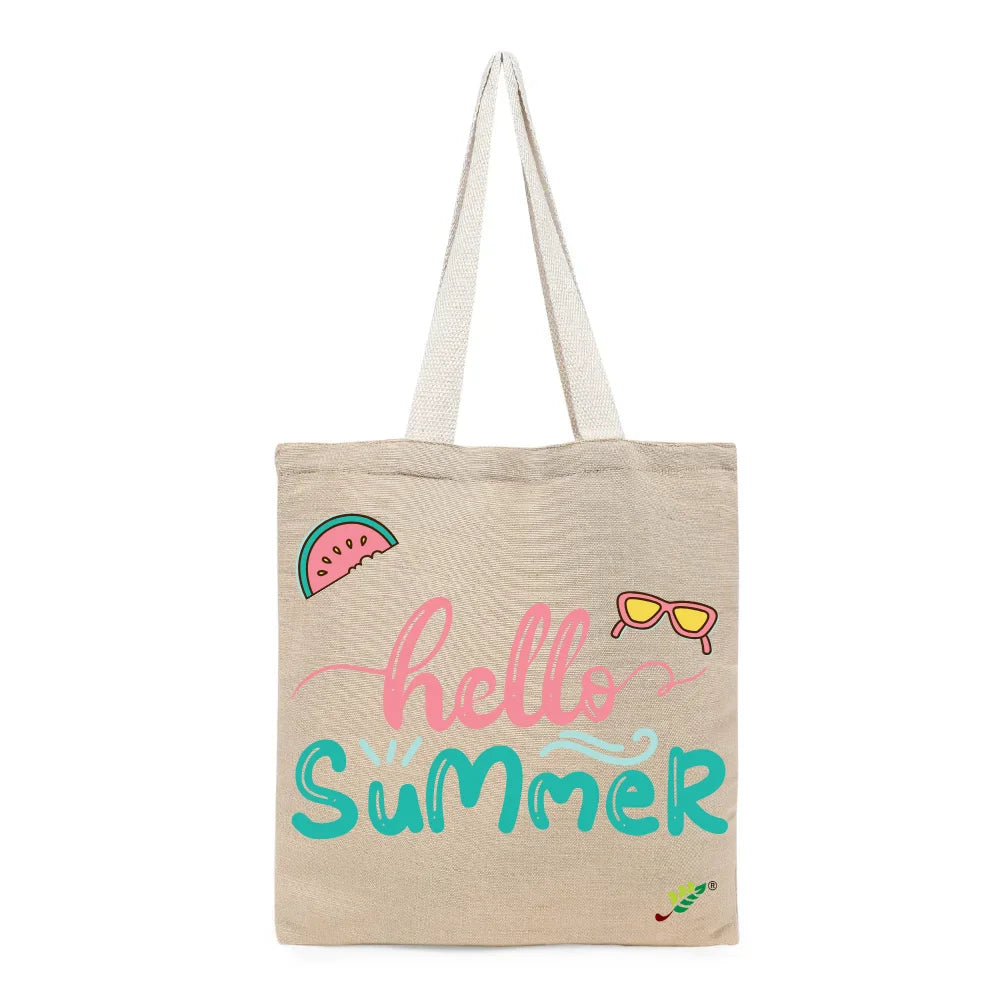 BYFT - Printed Unlaminated Juco Tote Bag - Hello Summer 2