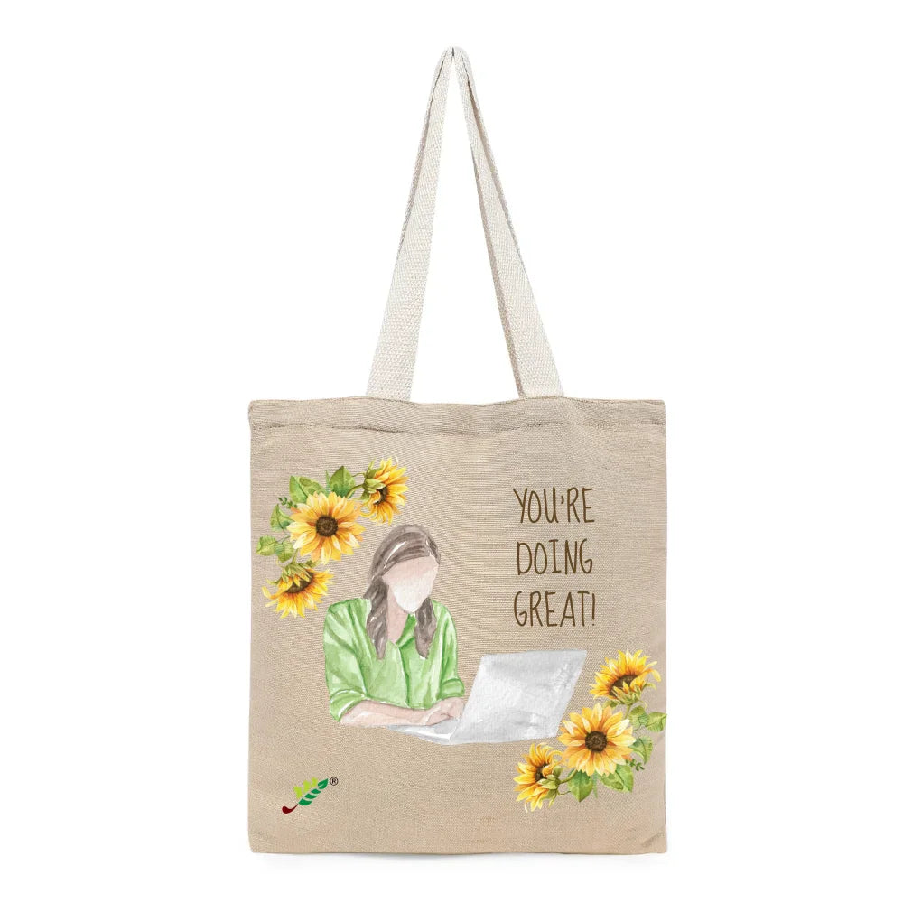 BYFT - Printed Unlaminated Juco Tote Bag - You're Doing Great 2
