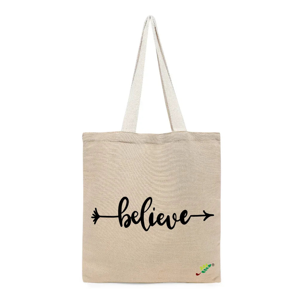BYFT - Printed Unlaminated Juco Tote Bag - Believe
