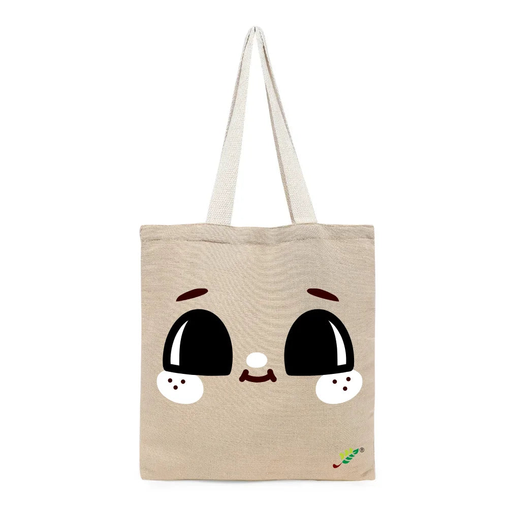 BYFT - Printed Unlaminated Juco Tote Bag - Cute Wide-Eyed