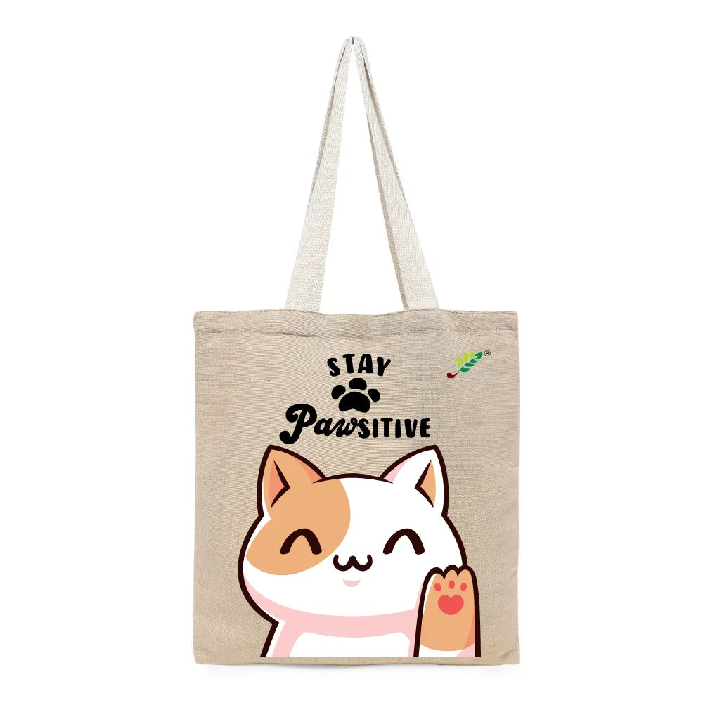 BYFT - Printed Unlaminated Juco Tote Bag - Stay Pawsitive