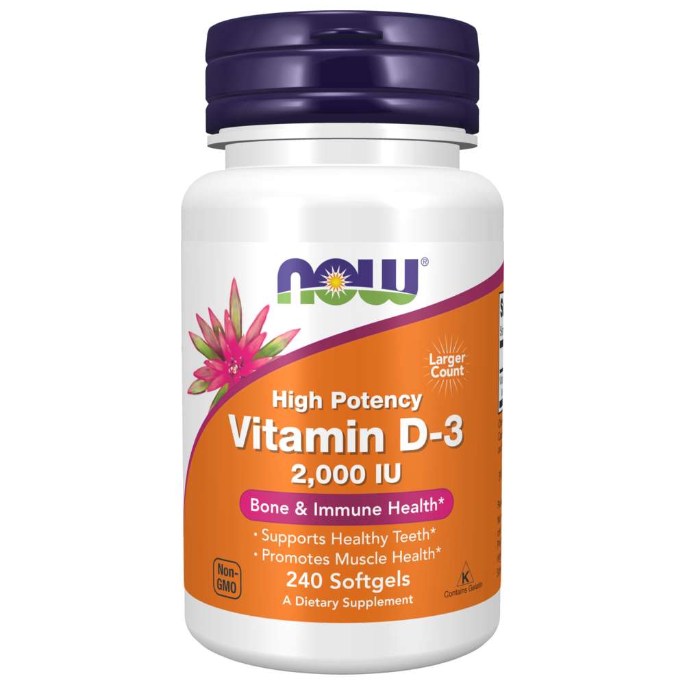 Now Foods - High Potency Vitamin-D3 2000IU Softgels - 240 Pcs