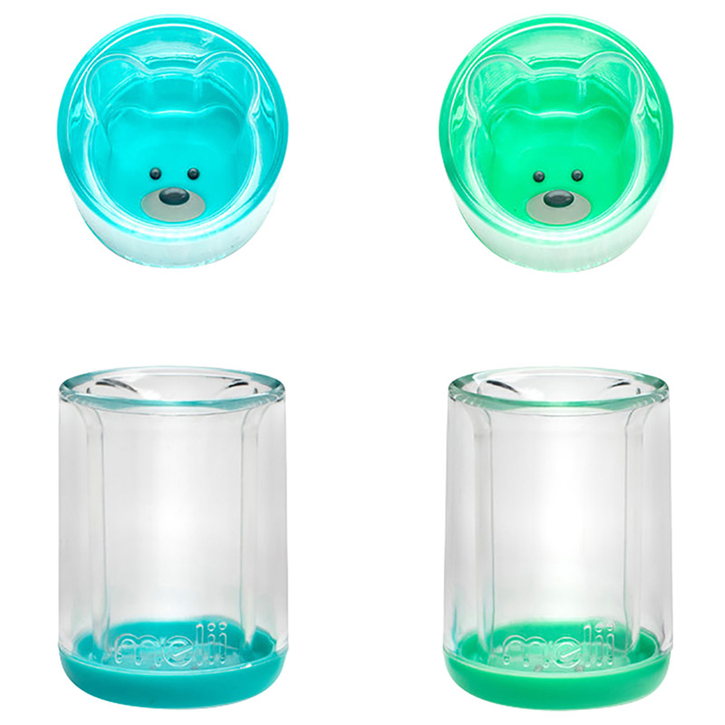 Melii - Double Walled Bear Cup - 2pcs - Turquoise/Green - 145ml