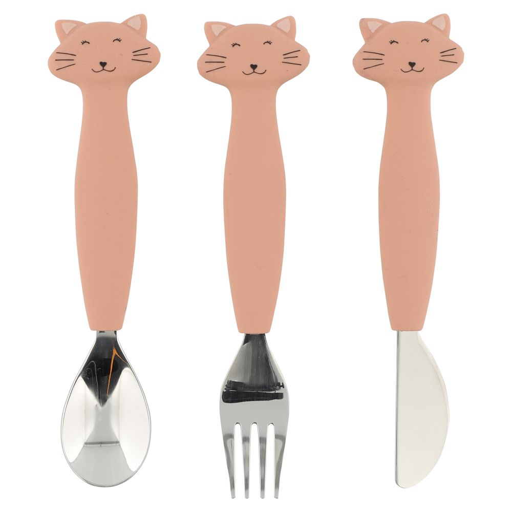 Trixie Stainless Steel Cutlery Set WithSilicone Handle - Mrs. Cat