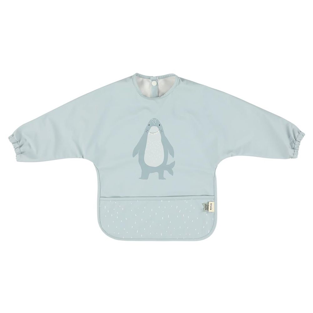 Trixie Baby Waterproof Long Sleeve Bib - Mr. Shark - Blue