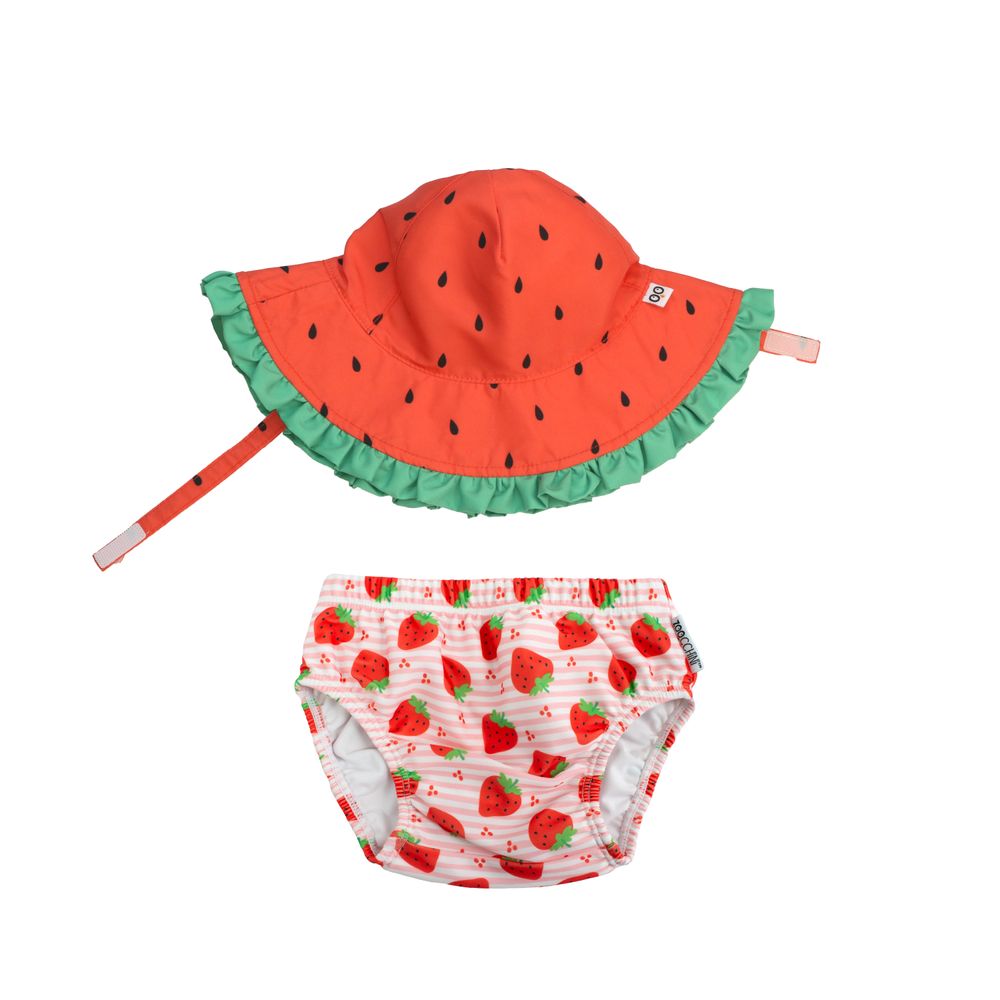 Zoocchini - Baby Swim Diaper & Sun Hat - Strawberry Delight