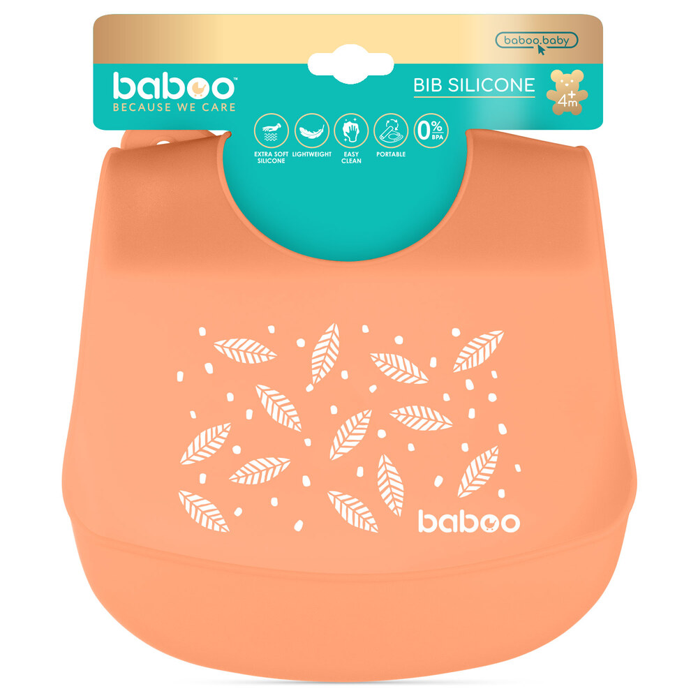 Baboo - Silicone Bib - Peachy Keen