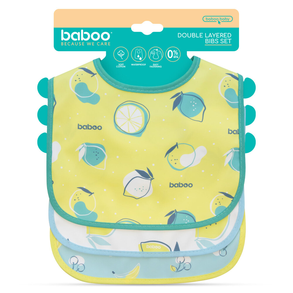 Baboo - Double Layer Waterproof Bib Set - Lagoon Fiesta - 3pc