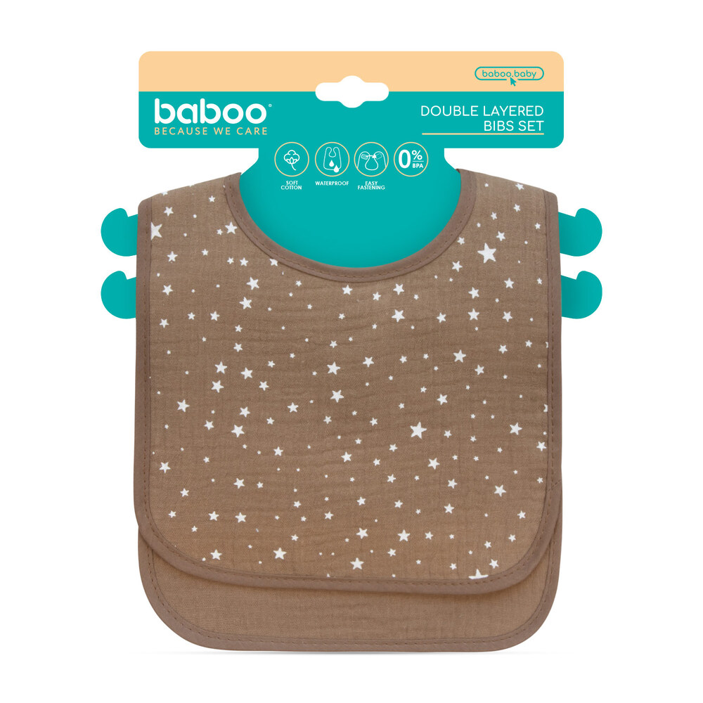 Baboo - Double Layer Muslin Waterproof Bib Set - Au Naturale - 2pc