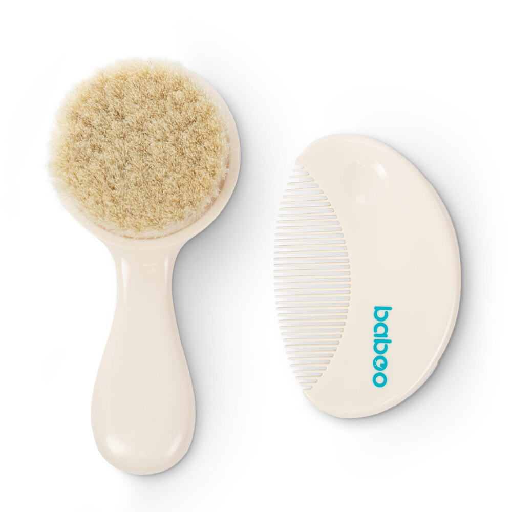 Baboo - Baby Brush & Comb Set - Cream