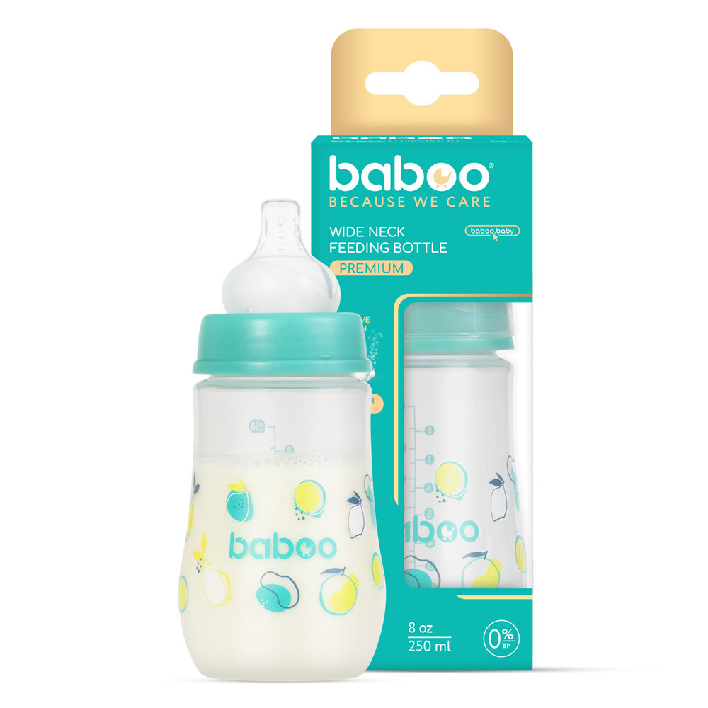 Baboo - Anti-colic Wide Neck Bottle - 250ml - Lagoon Fiesta - 3m+