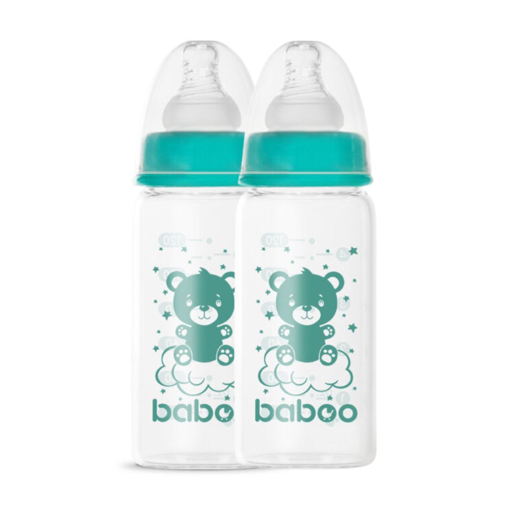 Baboo - Anti-colic Glass Feeding Bottle - Pack Of 2 - 120ml
