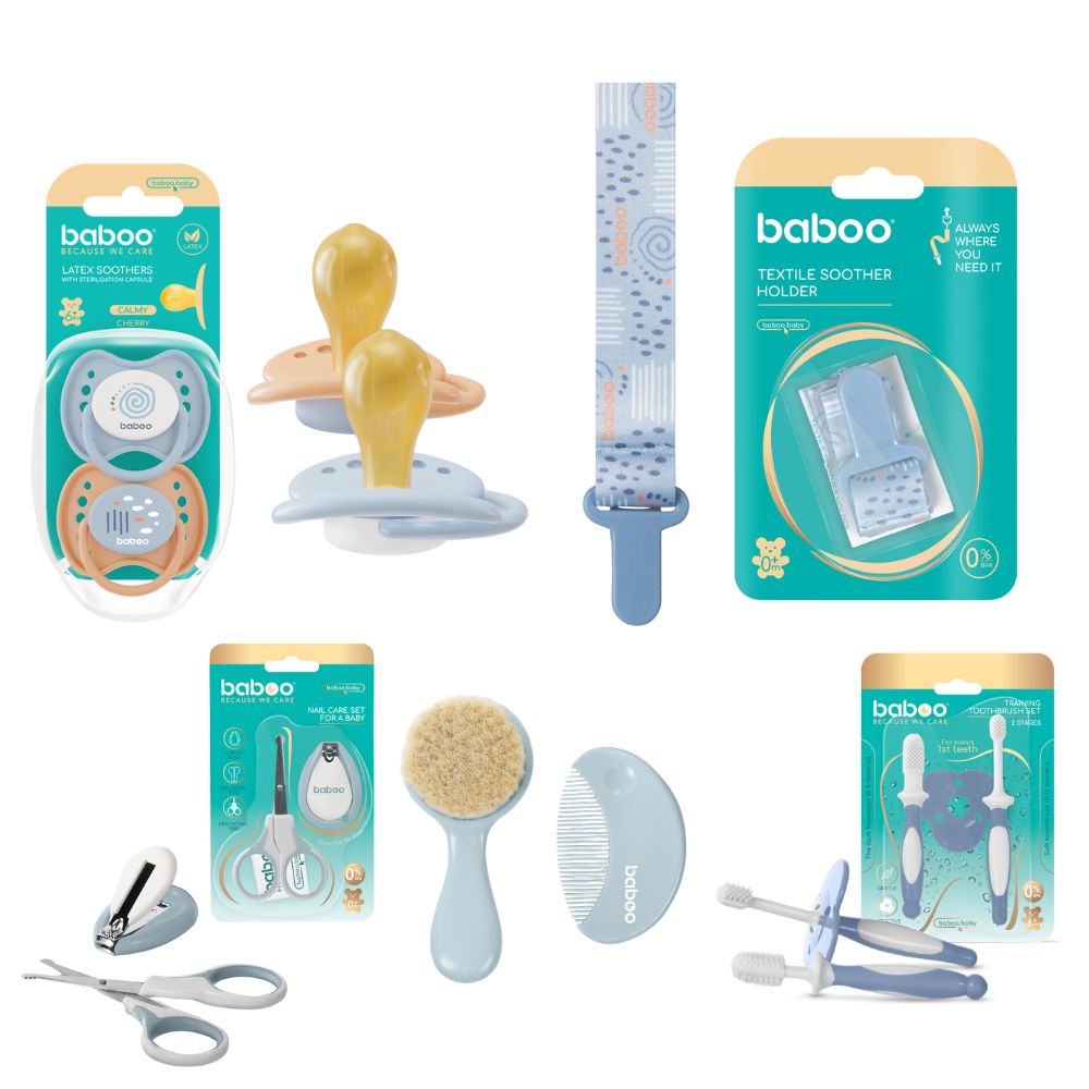 Baboo - Newborn Soothing + Grooming Bundle - Blue Haze - 5pc