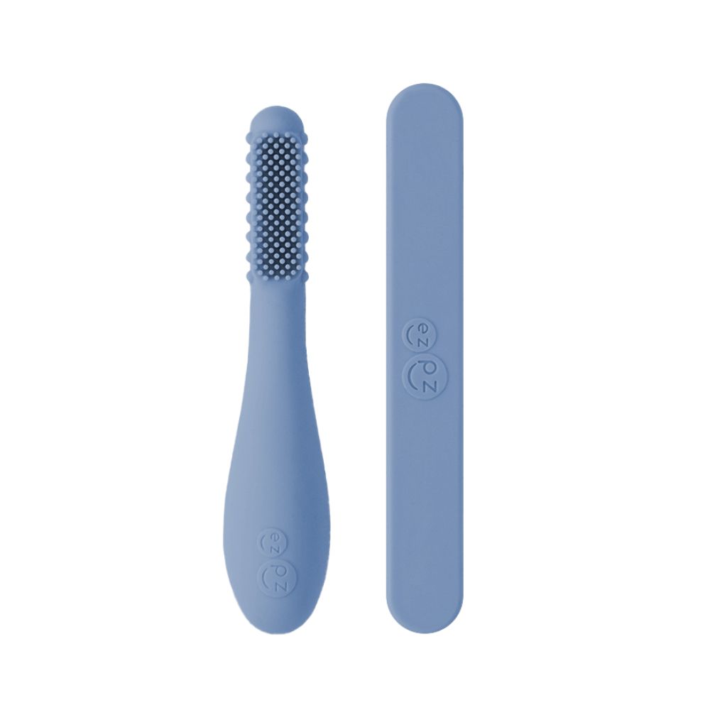 Ezpz Baby-Led Toothbrush & Sensory Tongue Depressor Set - Indigo - 2 Pcs