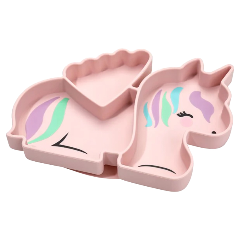 Melii Divided Silicone Suction Plate - Pink Unicorn