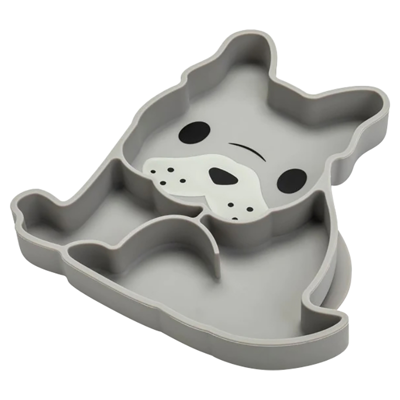 Melii Divided Silicone Suction Plate - Grey Bulldog
