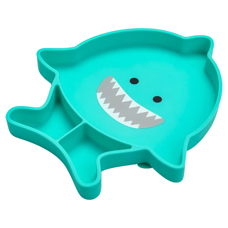 Melii Divided Silicone Suction Plate - Turquoise Shark
