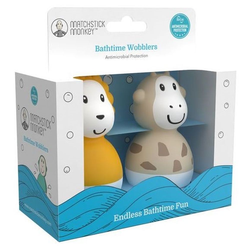 Matchstick Monkey - Bathtime Wobblers - Lion/Giraffe - 2pcs