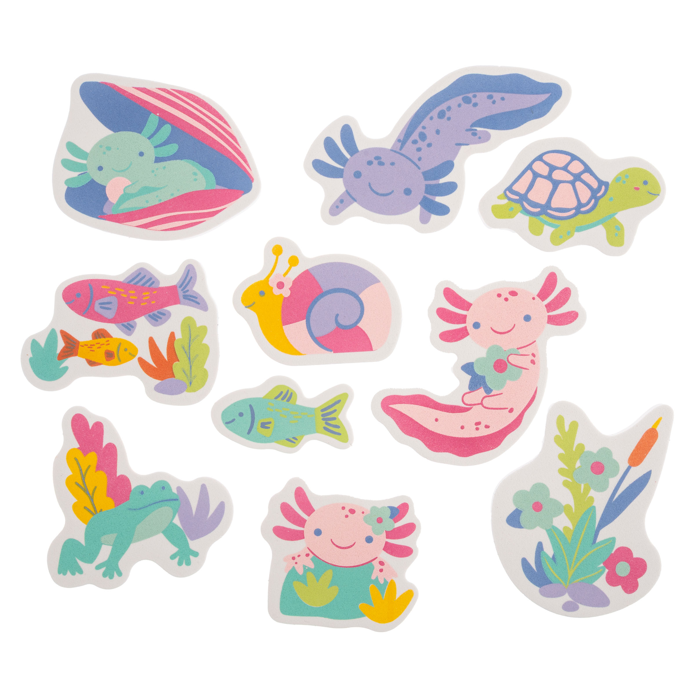 Stephen Joseph - Foam Bath Toy - 10pc Set - Axolotl
