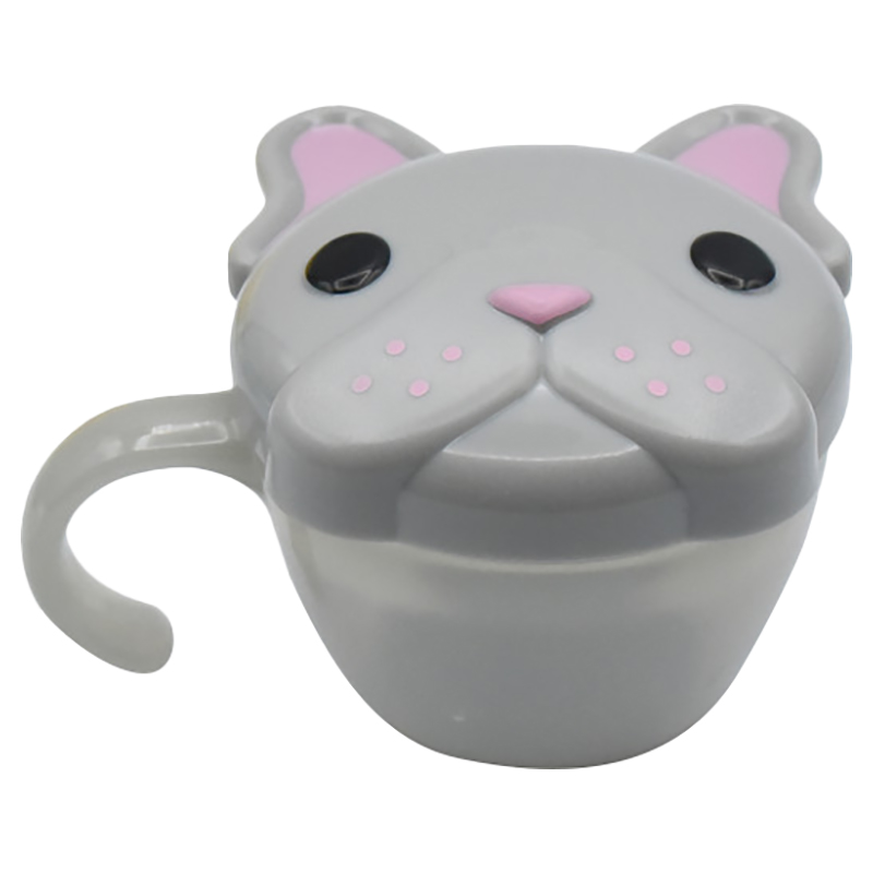 Melii Snack Container With Finger Trap - Grey & Pink Bulldog