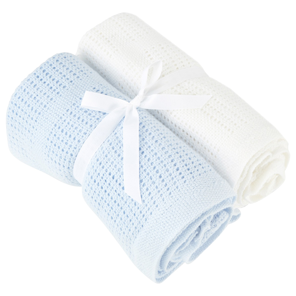 بيبي إيليغانس - بطانية خلوية - أزرق وأبيض - عدد 2