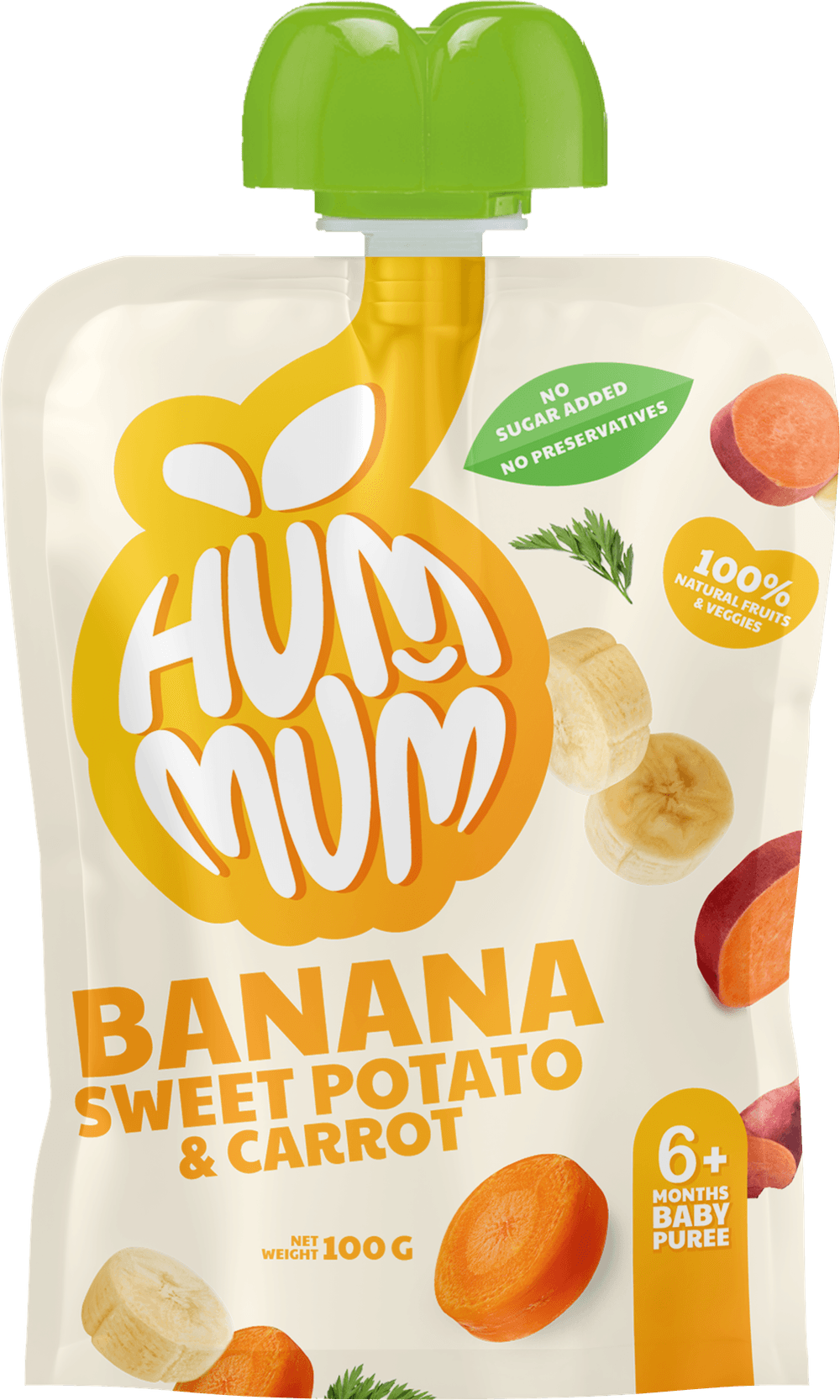 Hummum - Baby Puree - Banana, Sweet Potato & Carrot - Pack of 5 - 100 gm
