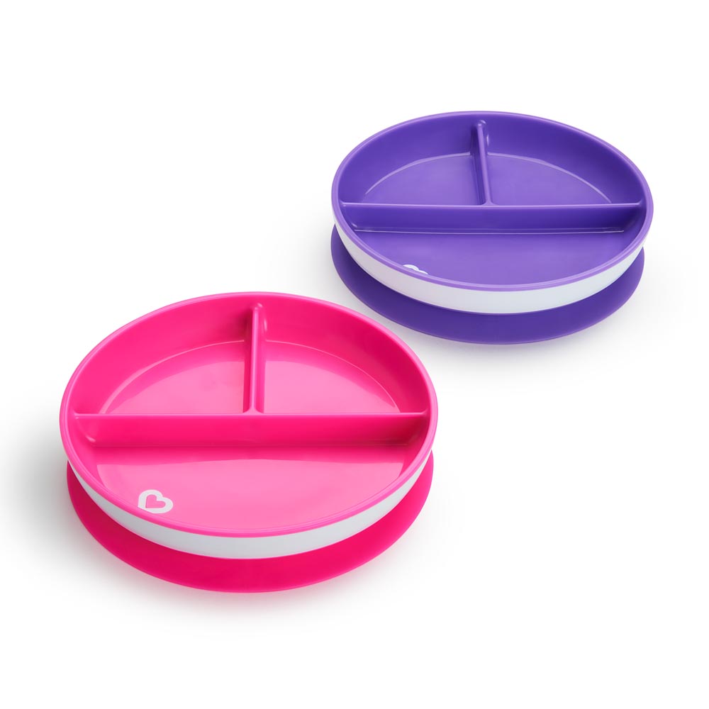 Munchkin Stay Put Divided Plates - Pack of 2 - Pink & Purple