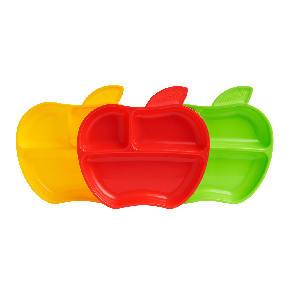 Munchkin Lil Apple Divided Toddler Plates Set - 3 Pcs