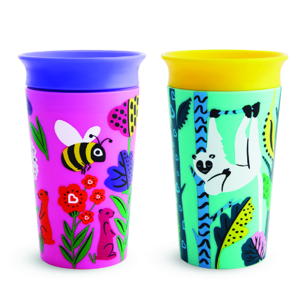 Munchkin - WildLove Miracle 360 Degree Sippy Cup 12m + 2 Pack (Lemur/Bee) - 266ml