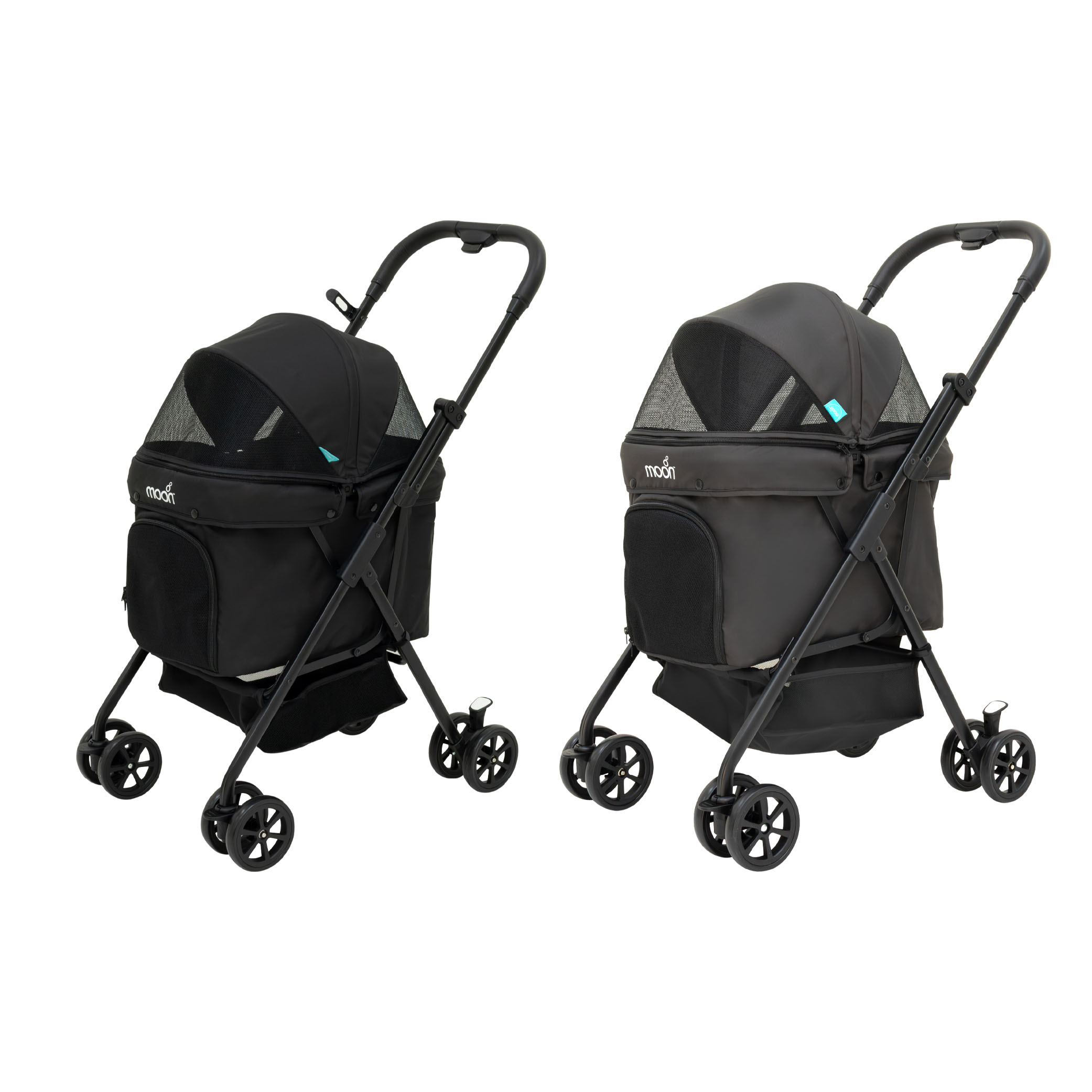 Moon PawPerch Pet Stroller With Storage Basket & Waterproof Pad