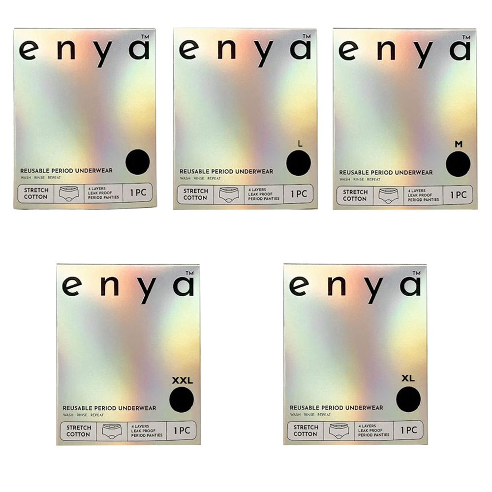 Enya - Reusable Stretch Cotton Period Panties - Black