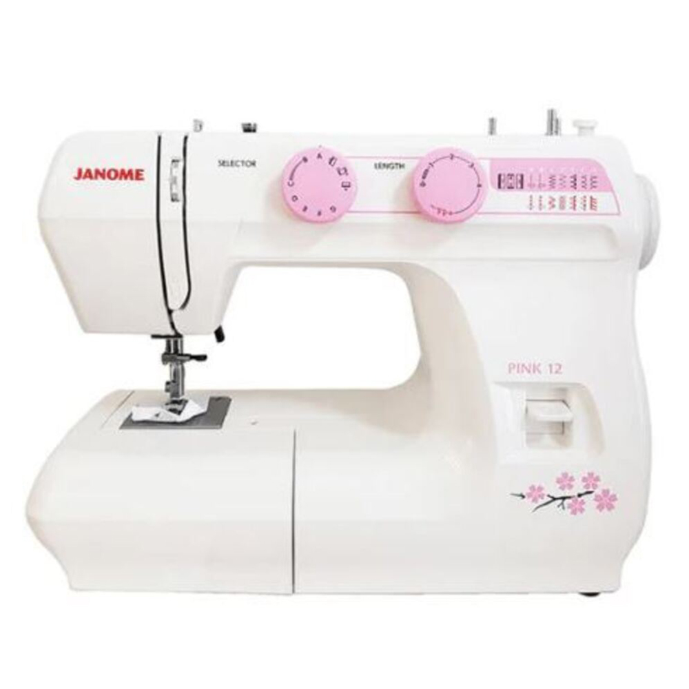 Janome Pink 12 Stitches Portable Sewing Machine - White