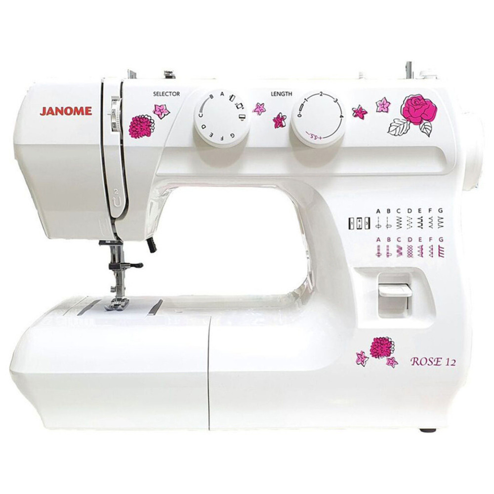 Janome Rose 12LE Portable Sewing Machine - White